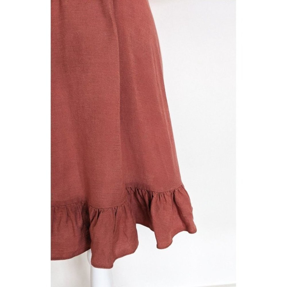 Tigerlily Aliki Pink Linen Blend Wrap Mini Dress With Buckle Size 8 - Picture 8 of 12